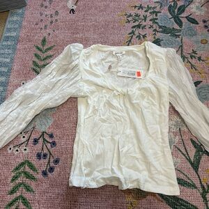 Heartloom White Long Puff Sleeve Top